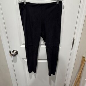 LYSSE Womens Faux Suede Leggings Black Seam Detail Size Large